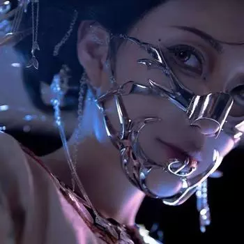 Маска для подбородка в стиле киберпанк из металла с крышкой для рта и цепью — декор для лица на Хэллоуин унисекс