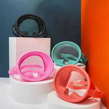 Маска для подводного плавания с широким обзором 180 градусов, водонепроницаемая линза с большой рамкой и противотуманной линзой для лучшего обзора под водой чёрный