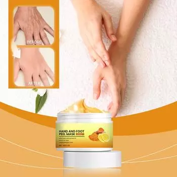 Маска для рук и ног с куркумой и отшелушивающим эффектом Мягко очищает омертвевшую кожу, восстанавливает влагу и питает нежную кожу рук и ног One Size