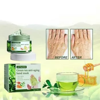 Маска для рук с зеленым чаем против морщин, увлажняющая и питательная, смягчающая и отшелушивающая, подтягивающая и защищающая руки
