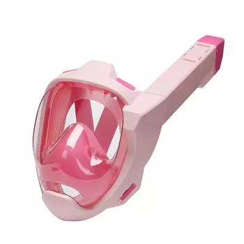 Маска для снорклинга на все лицо с системой полного сухого дыхания, снаряжение для снорклинга для взрослых, панорамный обзор 180° L XL розовый