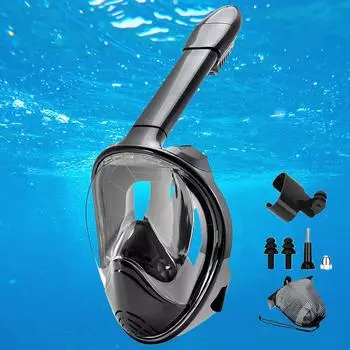 Маска для снорклинга на все лицо со съемным креплением для камеры, маска для снорклинга, плавания, дайвинга, широкий обзор, защита от запотевания и протечек для взрослых и молодежи S/M