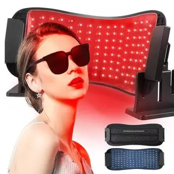 Маска для терапии красным светом для тела и лица, беспроводной светодиодный прибор для ухода за кожей со спектрометром, 4-в-1, ближнее инфракрасное косметическое оборудование для домашнего использования чёрный