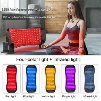 Маска для терапии красным светом для тела и лица, беспроводной светодиодный прибор для ухода за кожей со спектрометром, 4-в-1, ближнее инфракрасное косметическое оборудование для домашнего использования чёрный