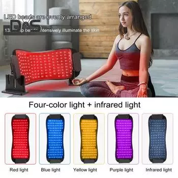 Маска для терапии красным светом для тела и лица, беспроводной светодиодный прибор для ухода за кожей со спектрометром, 4-в-1, ближнее инфракрасное косметическое оборудование для домашнего использования чёрный