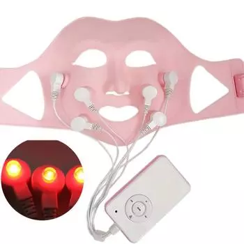 Маска для терапии красным светом Устройства для подтяжки кожи Массажер для люминотерапии лица Светодиодный вибрационный прибор для удаления морщин Косметический инструмент розовый
