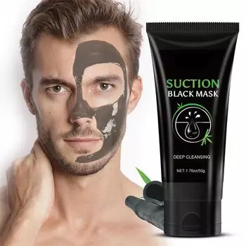 Маска для удаления черных точек, черная отшелушивающая маска с кисточкой, угольная маска для лица для удаления черных точек на носу, маска от черных точек для всех типов кожи 50 г
