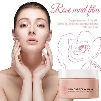 Маска для ухода за кожей, маска для лица, маска для лица для контроля жирности и сужения пор, отбеливающая грязевая маска с розой 120 г One Size розовый