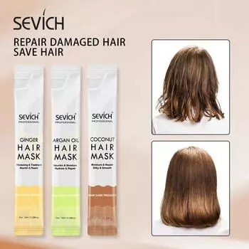 Маска для волос с аргановым маслом Sevich, 5 шт./компл., питательная и восстанавливающая уход за поврежденными волосами, маска для лечения волос с кокосом коричневый
