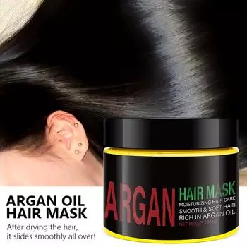 Маска для волос с аргановым маслом восстанавливает сухие волосы, окрашенные и химически завитые волосы, смягчает волосы и лечит выпадение волос. Маска для волос с аргановым маслом One Size