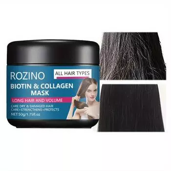 Маска для волос с биотином для женщин с белком коллагена – восстанавливает сухие, поврежденные волосы, увлажняет, предотвращает вьющиеся волосы 50g