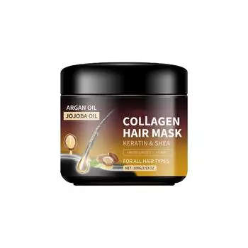 Маска для волос с коллагеном, биотином и аргановым маслом - увлажняющая для сухих поврежденных секущихся волос, выпадения волос, а также для волос после термической обработки и окрашивания One Size