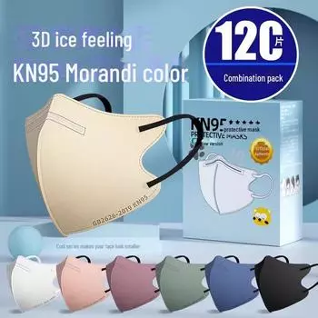 Маска для взрослых Morandi Color 3D KN95, четырехслойная, одноразовая, с ушными петлями, в индивидуальной упаковке 30pcs прохладный черный