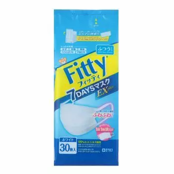 Маска Fitty 7DAYS EX Plus 30 шт., стандартный размер, белая (Совместимость с PM2.5)