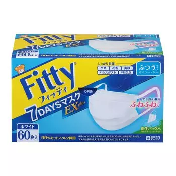 Маска Fitty 7DAYS EX Plus 60 штук белого цвета, стандартного размера