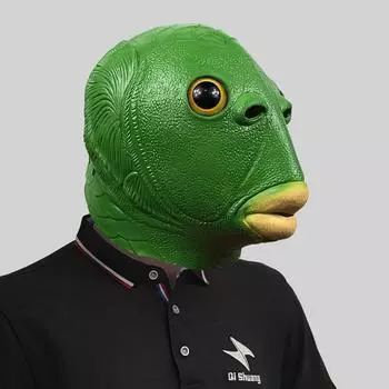 Маска головы рыбы-монстра зеленого цвета для запоминающихся хэллоуинских вечеринок и веселых собраний Green Fish Hat