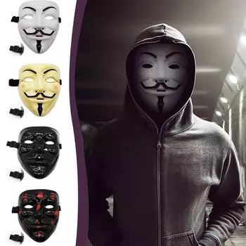 Маска хакеров Белый V значит Вендетта Хэллоуин Маска для лица Костюм Косплей Вечеринка One Size белый