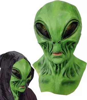 Маска инопланетянина из зеленого латекса One Size зелёный