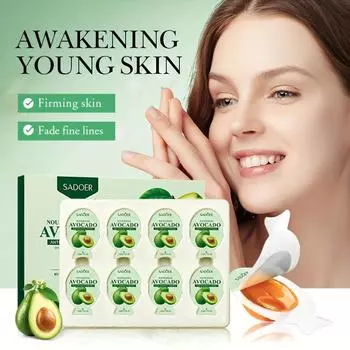 Маска из авокадо, питательная, укрепляющая, против морщин, омолаживающая желейная маска 8 pieces