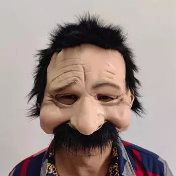 Маска из латекса на половину лица маленького старичка, забавная танцевальная маска для вечеринки One Size бежевый