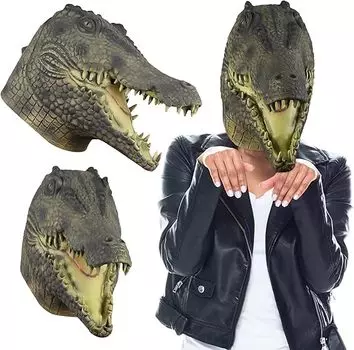 Маска из латекса свирепого животного крокодила, страшный реквизит для вечеринки One size зелёный