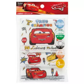 Маска из марли Skater, моющаяся, 12 слоев, для детей от 3 до 10 лет, упаковка из 3 штук, антибактериальная и устойчивая к запахам, машинки Disney 12 x 9 см MSKG1