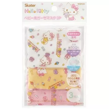 Маска из марли Skater, моющаяся, для детей 2-4 лет, 3 шт., антибактериальная, Hello Kitty Sanrio 8,8 x 6,5 см MSKG0