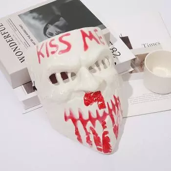 Маска Kiss Me на Хэллоуин, человеческая, прозрачная, для пасхальных вечеринок, ужасная маска One size