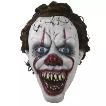 Маска клоуна-ужаса на Хэллоуин, маска для костюма на Хэллоуин, жуткий страшный декоративный реквизит