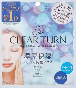 Маска KOSE Clear Turn Premium Fresh, 3 шт., маска для лица (прозрачный) белый