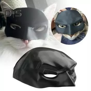 Маска кошки на Хэллоуин, черная, на половину лица, маска для домашних животных, маска в стиле летучей мыши с отверстиями для ушей для костюма на Хэллоуин, реквизит для косплея