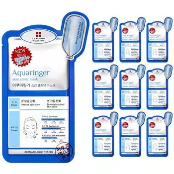 Маска Leaders Aqua Ringer Skin Clinic, 1 упаковка, 10 листов Популярная корейская косметика