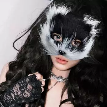 Маска лисы для Хэллоуина, костюм для девочек, маска для лица кошки, пластиковая маска на половину лица fox mask