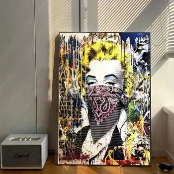 Маска Мэрилин граффити картина маслом уличные поп-плакаты и принты настенное украшение для дома 21cm30cm NoFrame