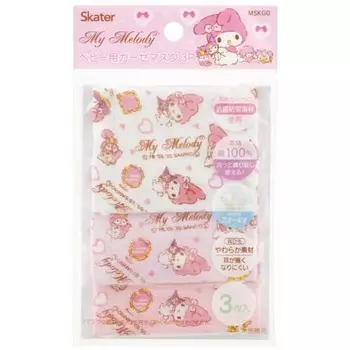 Маска-марля Skater, моющаяся, для детей 2-4 лет, 3 шт., антибактериальная, My Melody Sanrio 8,8 x 6,5 см MSKG0