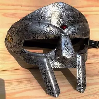 Маска MF DOOM, маска для лица гладиатора, безумный злодей, стальная броня для лица, средневековая маска ручной ковки для Хэллоуина