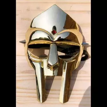 Маска MF DOOM ~ Маска с защитой от ржавчины и зеркальным блеском ~ Маска для лица Mad Villan Gladiator ~ Лучший подарок для него M золотой