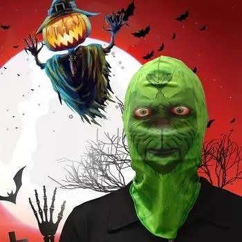 Маска монстра ужасов на Хэллоуин, аксессуары для костюма, реквизит для выступления на вечеринке ужасов зелёный