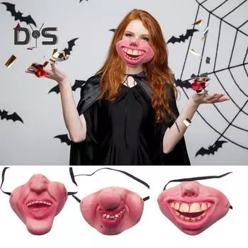 Маска на Хэллоуин из латекса, забавная маска на пол-лица, дышащая, реалистичная, ужасная маска для костюмированной вечеринки, косплей A