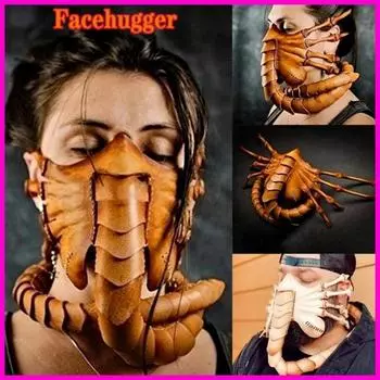 Маска на Хэллоуин, костюм Facehugger, маска для лица Alien Facehugger, костюм Hugger для лица, реквизит ужасов, резиновая страшная маска скорпиона на половину лица коричневый