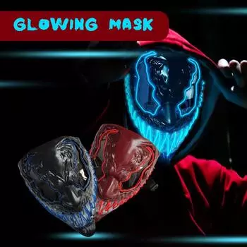 Маска на Хэллоуин, светящаяся маска, реквизит для выпускного, забавная маска, маска дьявола, косплей One Size красный