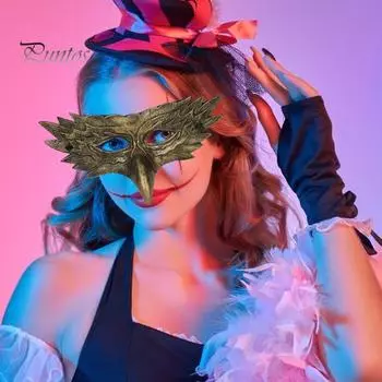 Маска на половину лица из искусственной кожи для мужчин и женщин, вдохновленная орлом, универсальная дышащая маска для Хэллоуина, маскарада, косплея, вечеринки серебряный