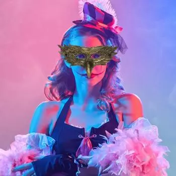 Маска на половину лица из искусственной кожи для мужчин и женщин, вдохновленная орлом, универсальная серебряный