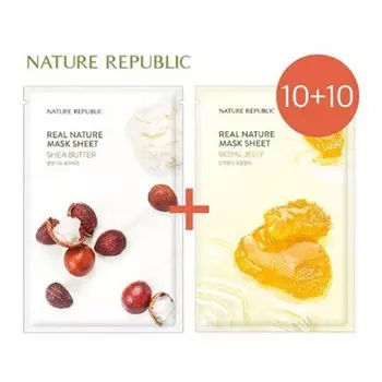 Маска Nature Republic Real Nature 20 шт. (10 долей масла + 10 маточного молочка)