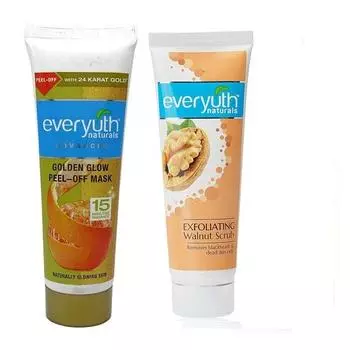 Маска-пленка Everyuth Advanced Golden Glow, 50 г и отшелушивающий скраб с грецким орехом, 100 г