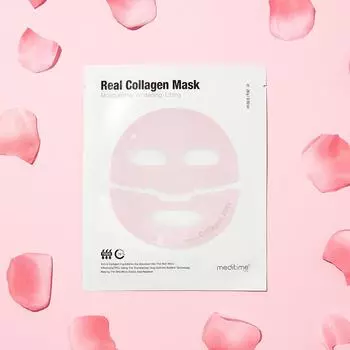 Маска-пленка MEDITIME Real Collagen Mask Sheet 26 г x 4 шт., увлажняющая, корейская косметика, Kbeauty, образец