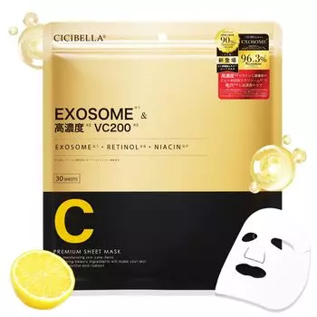 Маска-пленка Shishibella Sheet Mask 30 шт. Экзосомная маска для лица Маска для лица Стволовые клетки человека Высокопроникающая увлажняющая ретинол Производная витамина Витамин C Большая
