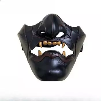 Маска призрака Цусимы из смолы, японская маска призрака Праджня, темная мужская женская половина лица, аксессуары для косплея чёрный