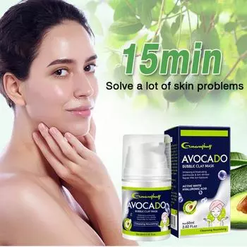 Маска-пузырь с авокадо, контролирующая жирность кожи, удаляющая черные точки, очищающая поры грязевая маска 60ml