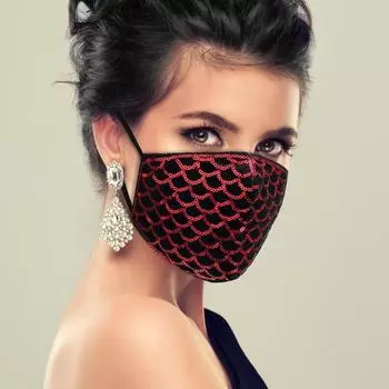 Маска с блестками. Хлопковая маска. Моющийся регулируемый фильтр. Пылезащитная маска. белый